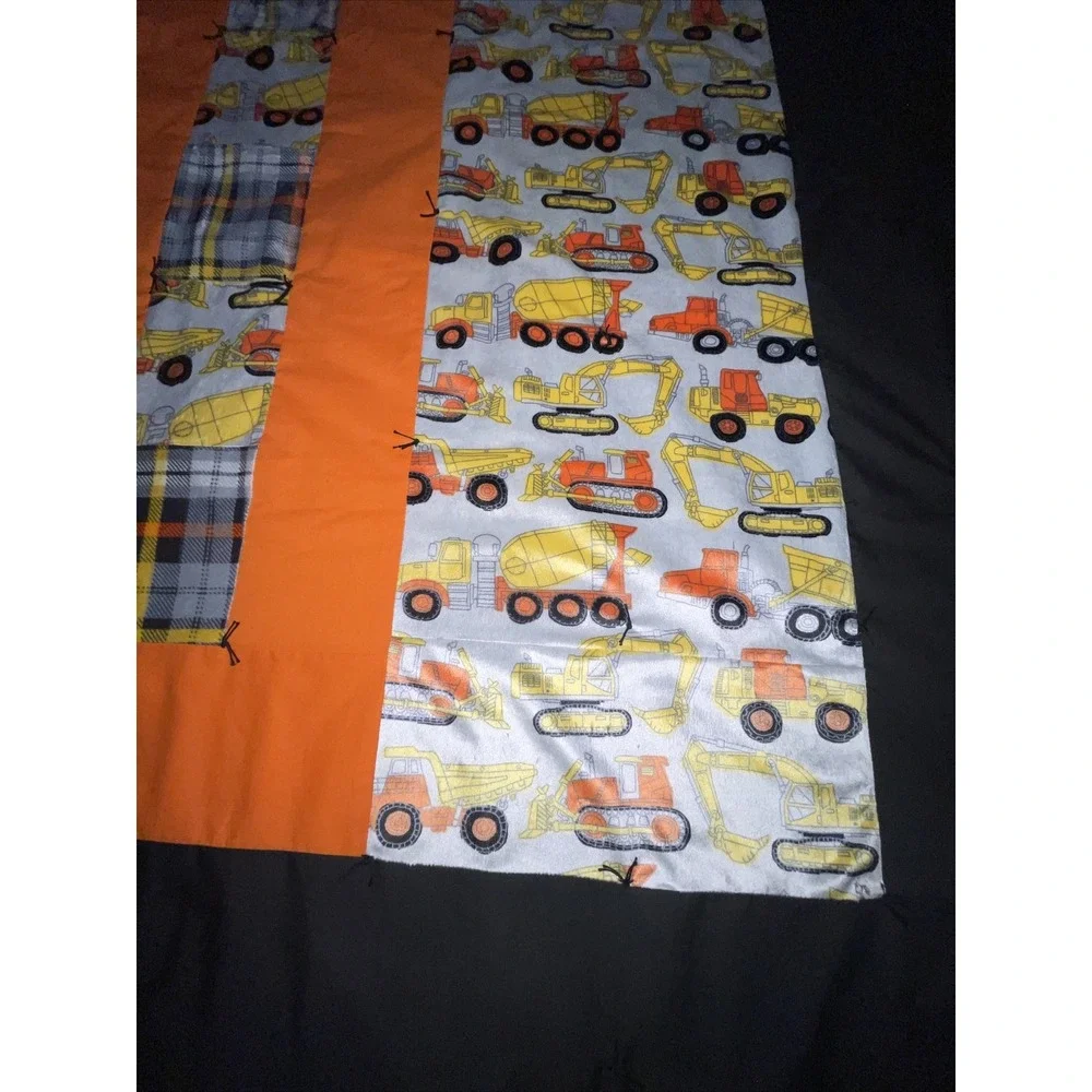 Quilt blanket Throw toddler bedspread cement mixer trucks Plow Construction